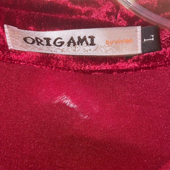 Red button down tunic or jacket crushed velvet - Picture 3 of 3